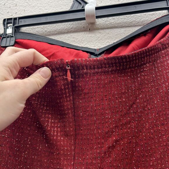 VTG Jessica McClintock Gunne Sax Red Glitter Sparkles Floor Length Dress Size 8 - Picture 8 of 11